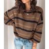 imagePRETTYGARDEN Sweaters for Women 2026 Long Sleeve Striped Knitted V Neck Pullover Jumper Tops Fall Outfits Fashion ClothingNarrow Striped Brown