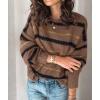 imagePRETTYGARDEN Sweaters for Women 2026 Long Sleeve Striped Knitted V Neck Pullover Jumper Tops Fall Outfits Fashion ClothingNarrow Striped Brown