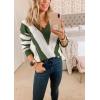 imagePRETTYGARDEN Sweaters for Women 2026 Long Sleeve Striped Knitted V Neck Pullover Jumper Tops Fall Outfits Fashion ClothingStriped Army Green