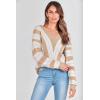 imagePRETTYGARDEN Sweaters for Women 2026 Long Sleeve Striped Knitted V Neck Pullover Jumper Tops Fall Outfits Fashion ClothingStriped Beige