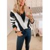 imagePRETTYGARDEN Sweaters for Women 2026 Long Sleeve Striped Knitted V Neck Pullover Jumper Tops Fall Outfits Fashion ClothingStriped Black