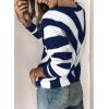 imagePRETTYGARDEN Sweaters for Women 2026 Long Sleeve Striped Knitted V Neck Pullover Jumper Tops Fall Outfits Fashion ClothingStriped Blue
