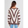 imagePRETTYGARDEN Sweaters for Women 2026 Long Sleeve Striped Knitted V Neck Pullover Jumper Tops Fall Outfits Fashion ClothingStriped Brown