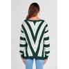 imagePRETTYGARDEN Sweaters for Women 2026 Long Sleeve Striped Knitted V Neck Pullover Jumper Tops Fall Outfits Fashion ClothingStriped Dark Green