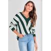 imagePRETTYGARDEN Sweaters for Women 2026 Long Sleeve Striped Knitted V Neck Pullover Jumper Tops Fall Outfits Fashion ClothingStriped Dark Green