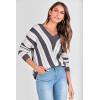imagePRETTYGARDEN Sweaters for Women 2026 Long Sleeve Striped Knitted V Neck Pullover Jumper Tops Fall Outfits Fashion ClothingStriped Dark Grey