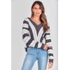 imagePRETTYGARDEN Sweaters for Women 2026 Long Sleeve Striped Knitted V Neck Pullover Jumper Tops Fall Outfits Fashion ClothingStriped Dark Grey