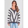 imagePRETTYGARDEN Sweaters for Women 2026 Long Sleeve Striped Knitted V Neck Pullover Jumper Tops Fall Outfits Fashion ClothingStriped Dark Grey