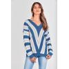 imagePRETTYGARDEN Sweaters for Women 2026 Long Sleeve Striped Knitted V Neck Pullover Jumper Tops Fall Outfits Fashion ClothingStriped Dark Royal Blue