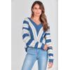 imagePRETTYGARDEN Sweaters for Women 2026 Long Sleeve Striped Knitted V Neck Pullover Jumper Tops Fall Outfits Fashion ClothingStriped Dark Royal Blue
