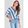 imagePRETTYGARDEN Sweaters for Women 2026 Long Sleeve Striped Knitted V Neck Pullover Jumper Tops Fall Outfits Fashion ClothingStriped Dark Royal Blue