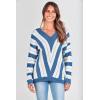 imagePRETTYGARDEN Sweaters for Women 2026 Long Sleeve Striped Knitted V Neck Pullover Jumper Tops Fall Outfits Fashion ClothingStriped Dark Royal Blue