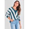 imagePRETTYGARDEN Sweaters for Women 2026 Long Sleeve Striped Knitted V Neck Pullover Jumper Tops Fall Outfits Fashion ClothingStriped Denim Blue
