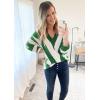 imagePRETTYGARDEN Sweaters for Women 2026 Long Sleeve Striped Knitted V Neck Pullover Jumper Tops Fall Outfits Fashion ClothingStriped Green