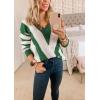 imagePRETTYGARDEN Sweaters for Women 2026 Long Sleeve Striped Knitted V Neck Pullover Jumper Tops Fall Outfits Fashion ClothingStriped Green