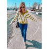 imagePRETTYGARDEN Sweaters for Women 2026 Long Sleeve Striped Knitted V Neck Pullover Jumper Tops Fall Outfits Fashion ClothingStriped Mustard Yellow