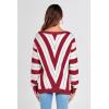 imagePRETTYGARDEN Sweaters for Women 2026 Long Sleeve Striped Knitted V Neck Pullover Jumper Tops Fall Outfits Fashion ClothingStriped Red