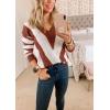 imagePRETTYGARDEN Sweaters for Women 2026 Long Sleeve Striped Knitted V Neck Pullover Jumper Tops Fall Outfits Fashion ClothingStriped Rust Red