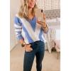 imagePRETTYGARDEN Sweaters for Women 2026 Long Sleeve Striped Knitted V Neck Pullover Jumper Tops Fall Outfits Fashion ClothingStriped Sky Blue