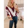 imagePRETTYGARDEN Sweaters for Women 2026 Long Sleeve Striped Knitted V Neck Pullover Jumper Tops Fall Outfits Fashion ClothingStriped Wine Red