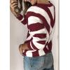 imagePRETTYGARDEN Sweaters for Women 2026 Long Sleeve Striped Knitted V Neck Pullover Jumper Tops Fall Outfits Fashion ClothingStriped Wine Red