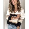 imagePRETTYGARDEN Sweaters for Women 2026 Long Sleeve Striped Knitted V Neck Pullover Jumper Tops Fall Outfits Fashion ClothingWide Striped Pink
