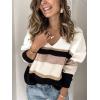 imagePRETTYGARDEN Sweaters for Women 2026 Long Sleeve Striped Knitted V Neck Pullover Jumper Tops Fall Outfits Fashion ClothingWide Striped Pink