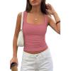 imagePRETTYGARDEN Tank Tops for Women 2026 Summer Sleeveless Square Neck Double Lined Tops Spring Ruched Going Out Y2K Clothes Dusty PinkLarge