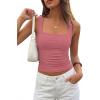 imagePRETTYGARDEN Tank Tops for Women 2026 Summer Sleeveless Square Neck Double Lined Tops Spring Ruched Going Out Y2K Clothes Dusty PinkLarge