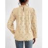 imagePRETTYGARDEN Tops for Women 2026 Spring Long Sleeve Blouses Dressy Casual Embroidered Eyelet Shirts Fall Going Out OutfitsBeige Yellow