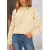imagePRETTYGARDEN Tops for Women 2026 Spring Long Sleeve Blouses Dressy Casual Embroidered Eyelet Shirts Fall Going Out OutfitsBeige Yellow