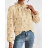 imagePRETTYGARDEN Tops for Women 2026 Spring Long Sleeve Blouses Dressy Casual Embroidered Eyelet Shirts Fall Going Out OutfitsBeige Yellow