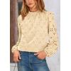 imagePRETTYGARDEN Tops for Women 2026 Spring Long Sleeve Blouses Dressy Casual Embroidered Eyelet Shirts Fall Going Out OutfitsBeige Yellow