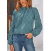 imagePRETTYGARDEN Tops for Women 2026 Spring Long Sleeve Blouses Dressy Casual Embroidered Eyelet Shirts Fall Going Out OutfitsBlue Grey