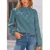 imagePRETTYGARDEN Tops for Women 2026 Spring Long Sleeve Blouses Dressy Casual Embroidered Eyelet Shirts Fall Going Out OutfitsBlue Grey