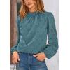 imagePRETTYGARDEN Tops for Women 2026 Spring Long Sleeve Blouses Dressy Casual Embroidered Eyelet Shirts Fall Going Out OutfitsBlue Grey