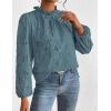 imagePRETTYGARDEN Tops for Women 2026 Spring Long Sleeve Blouses Dressy Casual Embroidered Eyelet Shirts Fall Going Out OutfitsBlue Grey