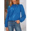 imagePRETTYGARDEN Tops for Women 2026 Spring Long Sleeve Blouses Dressy Casual Embroidered Eyelet Shirts Fall Going Out OutfitsBrilliant Blue