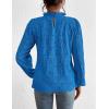 imagePRETTYGARDEN Tops for Women 2026 Spring Long Sleeve Blouses Dressy Casual Embroidered Eyelet Shirts Fall Going Out OutfitsBrilliant Blue