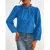 imagePRETTYGARDEN Tops for Women 2026 Spring Long Sleeve Blouses Dressy Casual Embroidered Eyelet Shirts Fall Going Out OutfitsBrilliant Blue