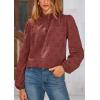 imagePRETTYGARDEN Tops for Women 2026 Spring Long Sleeve Blouses Dressy Casual Embroidered Eyelet Shirts Fall Going Out OutfitsBrown Red