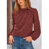 imagePRETTYGARDEN Tops for Women 2026 Spring Long Sleeve Blouses Dressy Casual Embroidered Eyelet Shirts Fall Going Out OutfitsBrown Red