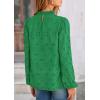 imagePRETTYGARDEN Tops for Women 2026 Spring Long Sleeve Blouses Dressy Casual Embroidered Eyelet Shirts Fall Going Out OutfitsGreen