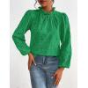 imagePRETTYGARDEN Tops for Women 2026 Spring Long Sleeve Blouses Dressy Casual Embroidered Eyelet Shirts Fall Going Out OutfitsGreen