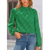 imagePRETTYGARDEN Tops for Women 2026 Spring Long Sleeve Blouses Dressy Casual Embroidered Eyelet Shirts Fall Going Out OutfitsGreen