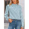 imagePRETTYGARDEN Tops for Women 2026 Spring Long Sleeve Blouses Dressy Casual Embroidered Eyelet Shirts Fall Going Out OutfitsLight Blue