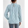 imagePRETTYGARDEN Tops for Women 2026 Spring Long Sleeve Blouses Dressy Casual Embroidered Eyelet Shirts Fall Going Out OutfitsLight Blue