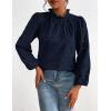 imagePRETTYGARDEN Tops for Women 2026 Spring Long Sleeve Blouses Dressy Casual Embroidered Eyelet Shirts Fall Going Out OutfitsNavy