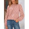 imagePRETTYGARDEN Tops for Women 2026 Spring Long Sleeve Blouses Dressy Casual Embroidered Eyelet Shirts Fall Going Out OutfitsPink