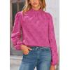 imagePRETTYGARDEN Tops for Women 2026 Spring Long Sleeve Blouses Dressy Casual Embroidered Eyelet Shirts Fall Going Out OutfitsRose Red